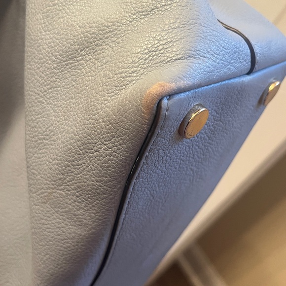 Michael Kors Raven Light Blue Pebbled Leather Large Shoulder Bag - Picture 9 of 13